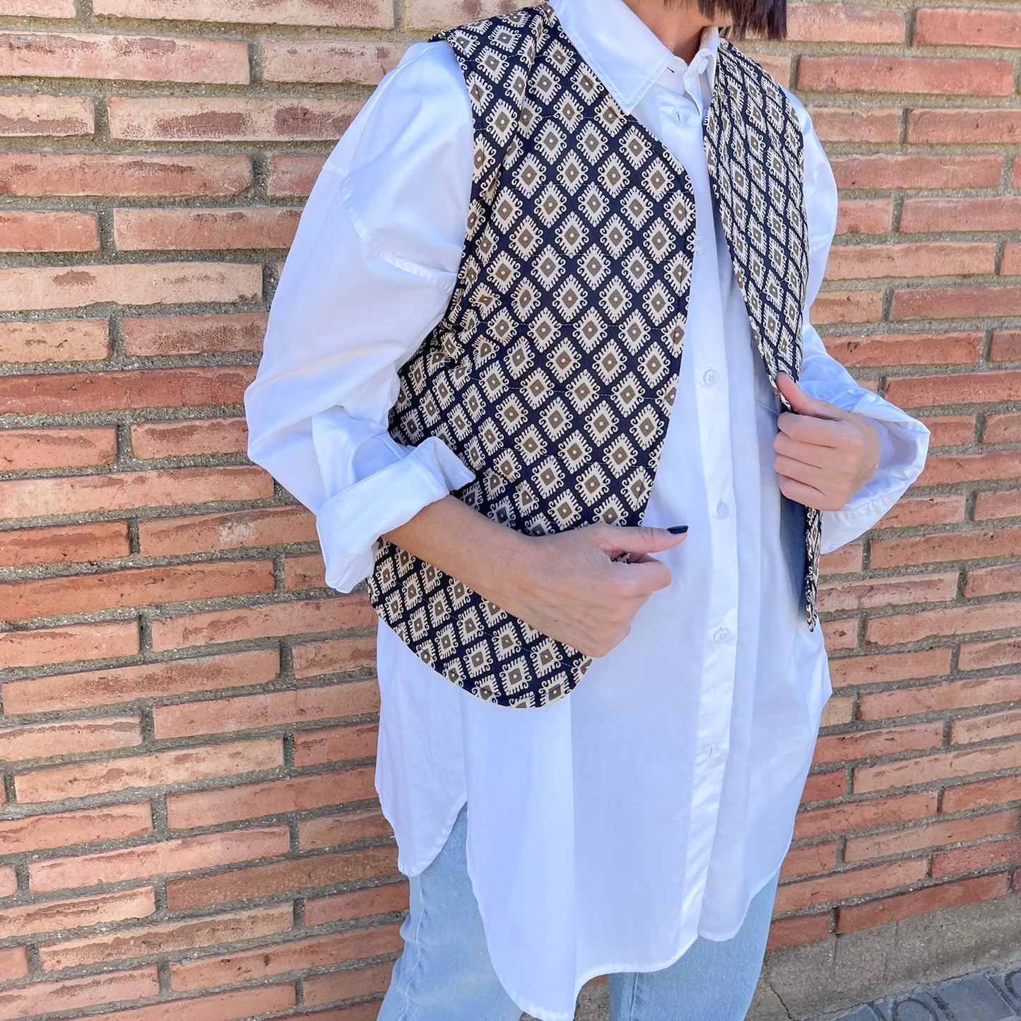 Chaleco con acolchado finito estampado nº 3