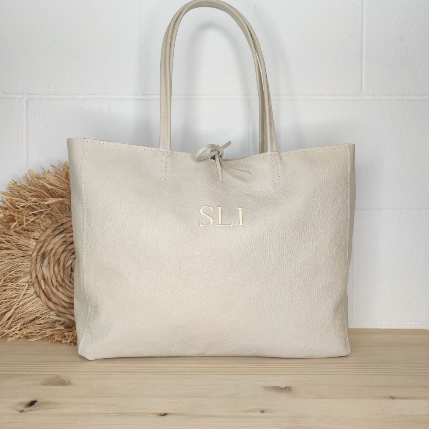 Shopper grande piel hielo cremallera personalizado iniciales bordadas