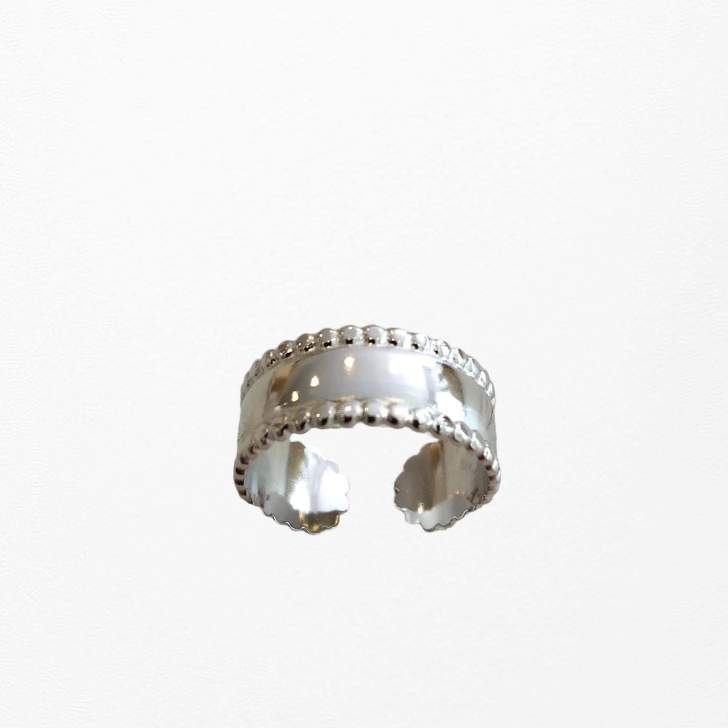 ANILLO ACERO LISO CON BOLITAS PLATEADO