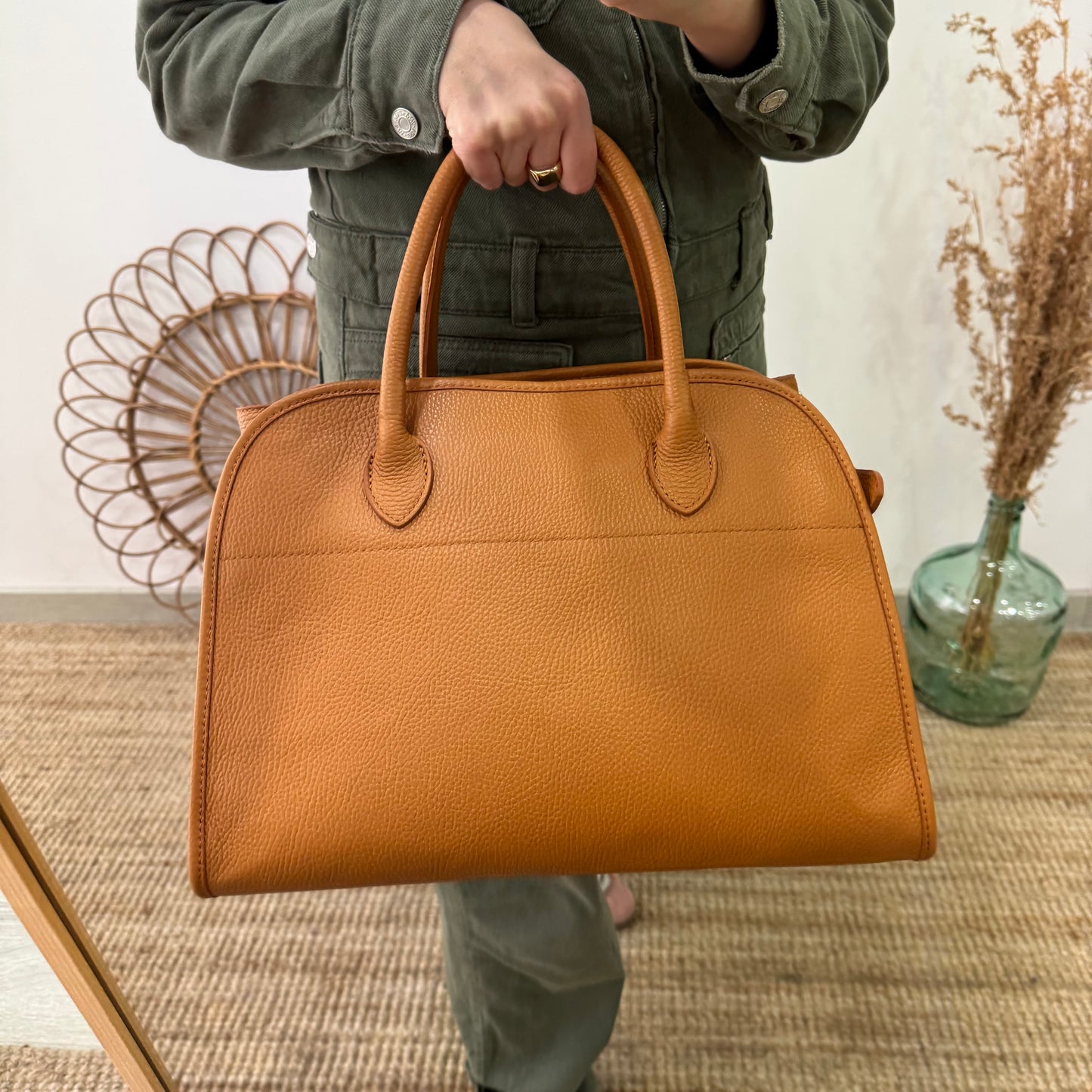 Shopper hebillas piel camel