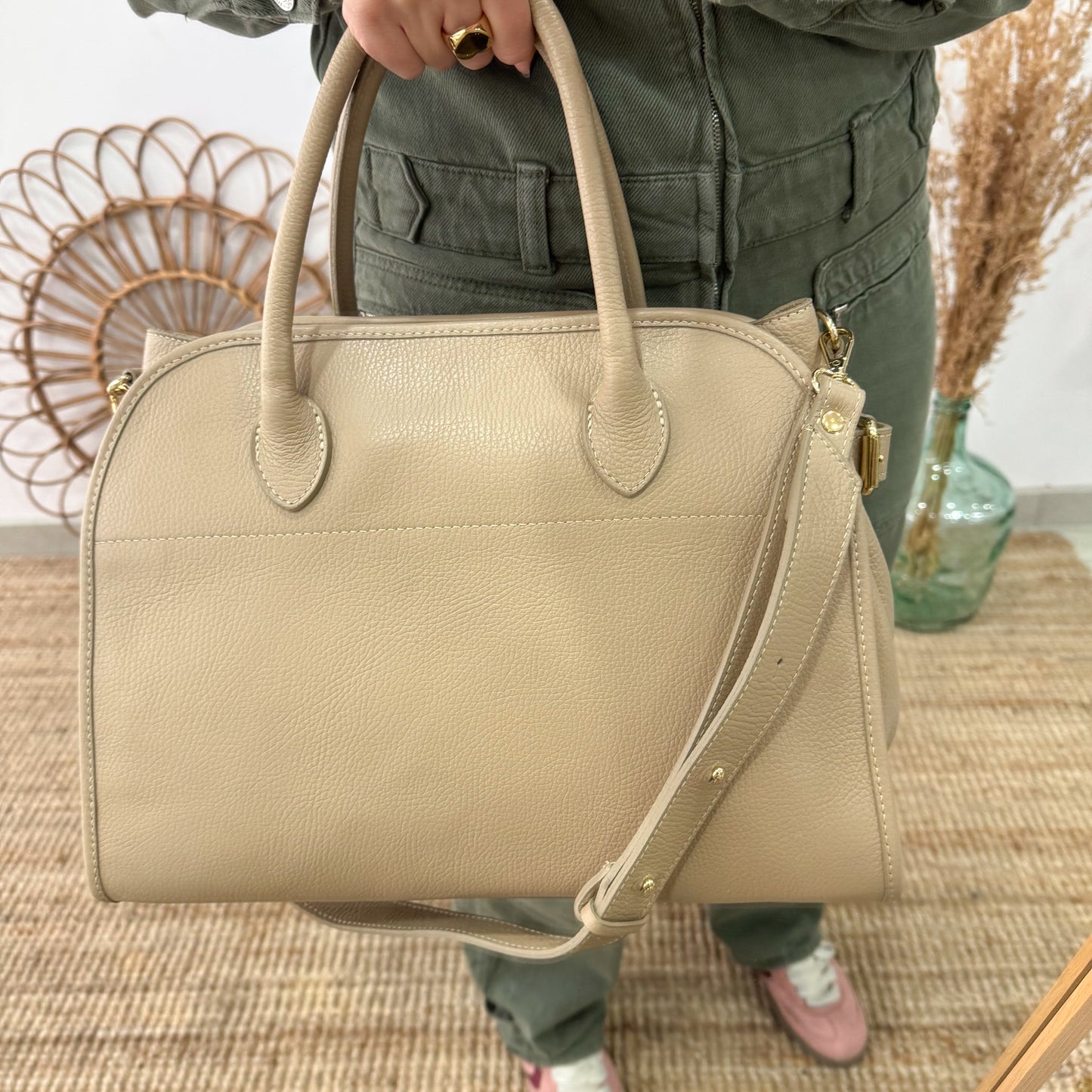 Shopper hebillas piel taupe