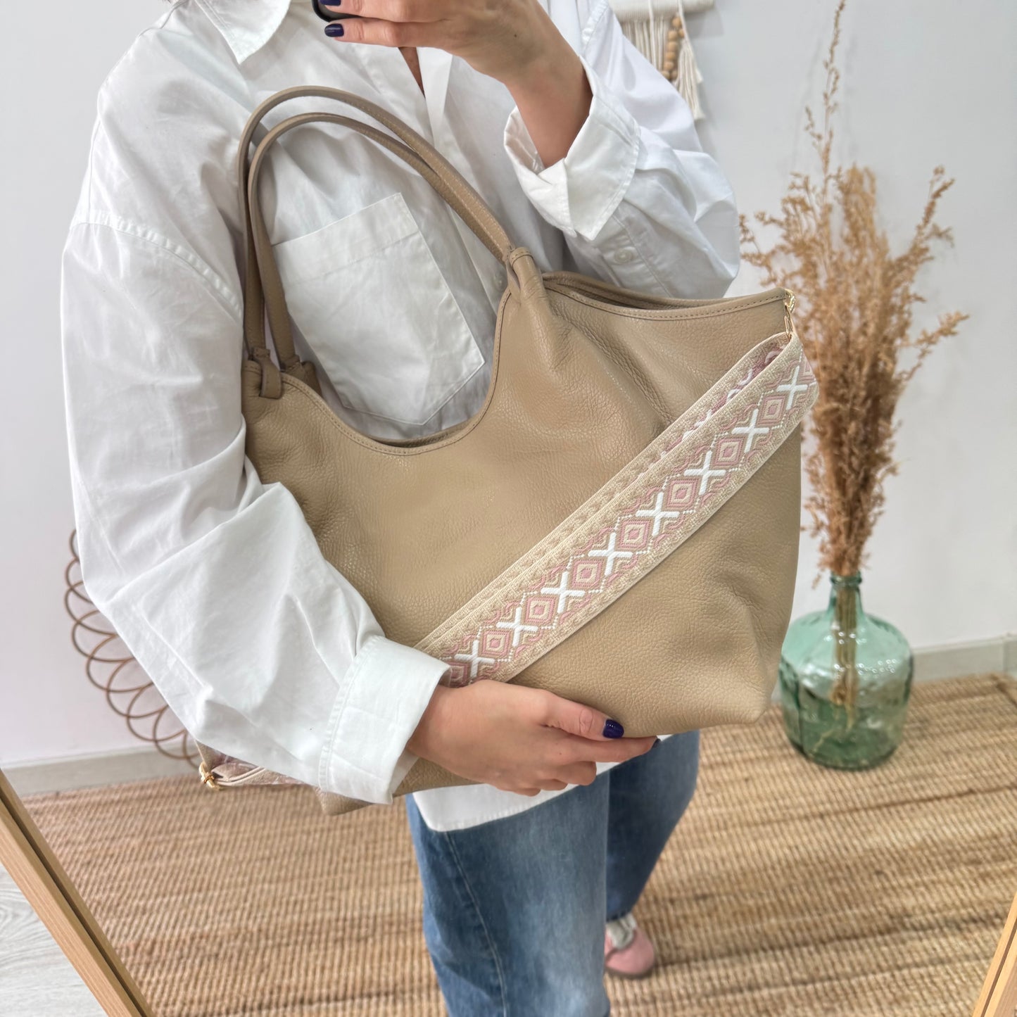 Bolso saca taupe piel