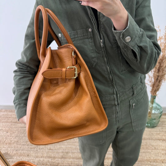 Shopper hebillas piel camel