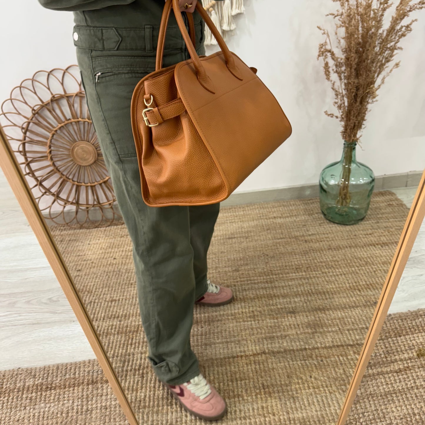 Shopper hebillas piel camel