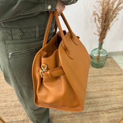 Shopper hebillas piel camel