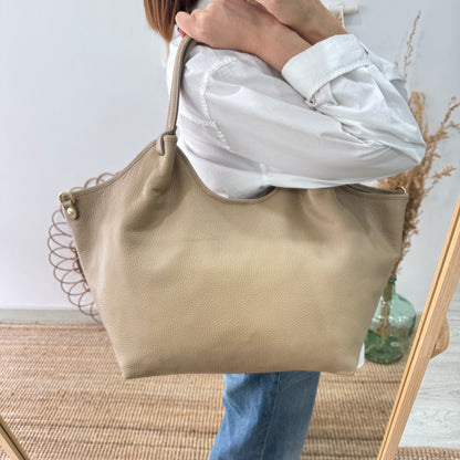 Bolso saca taupe piel