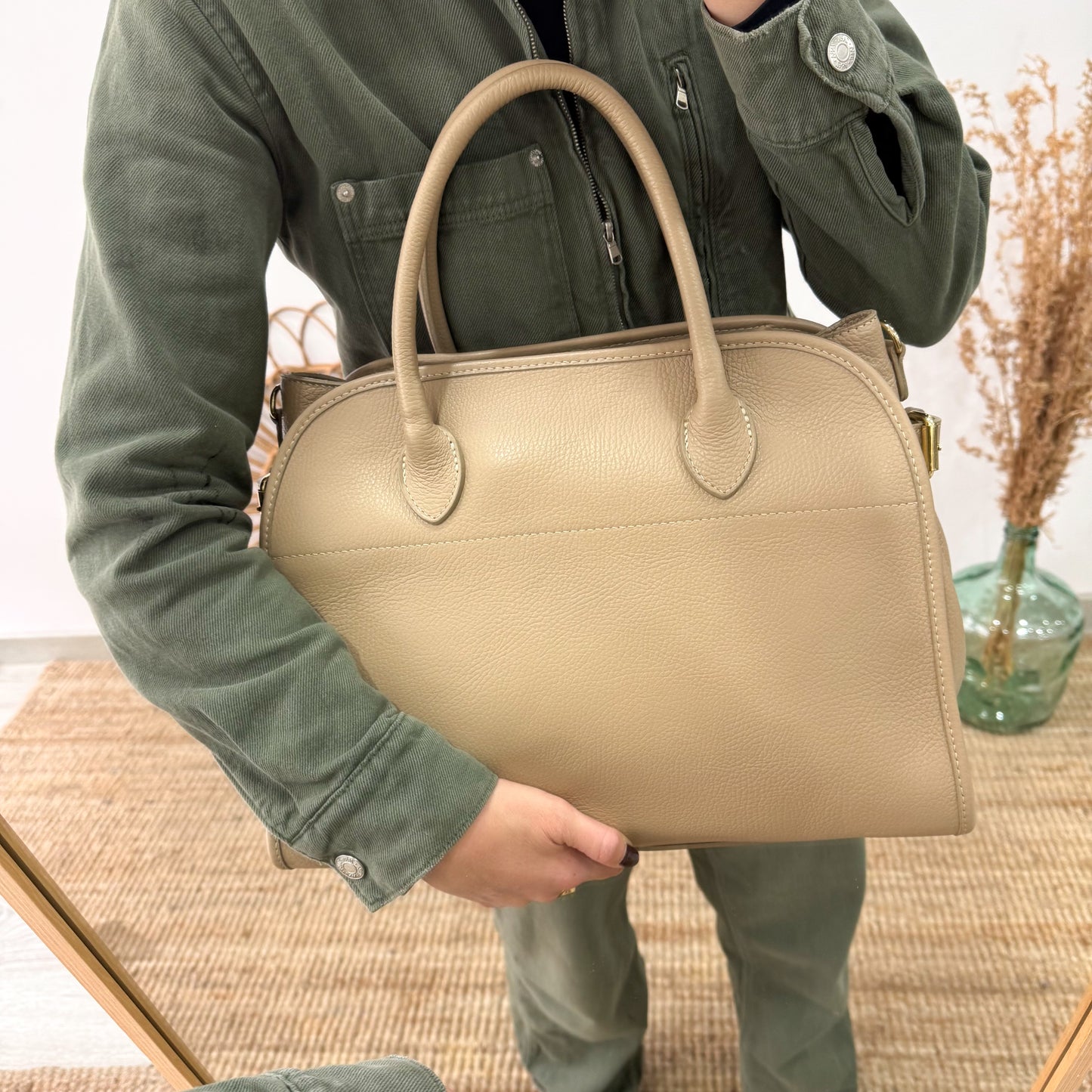 Shopper hebillas piel taupe