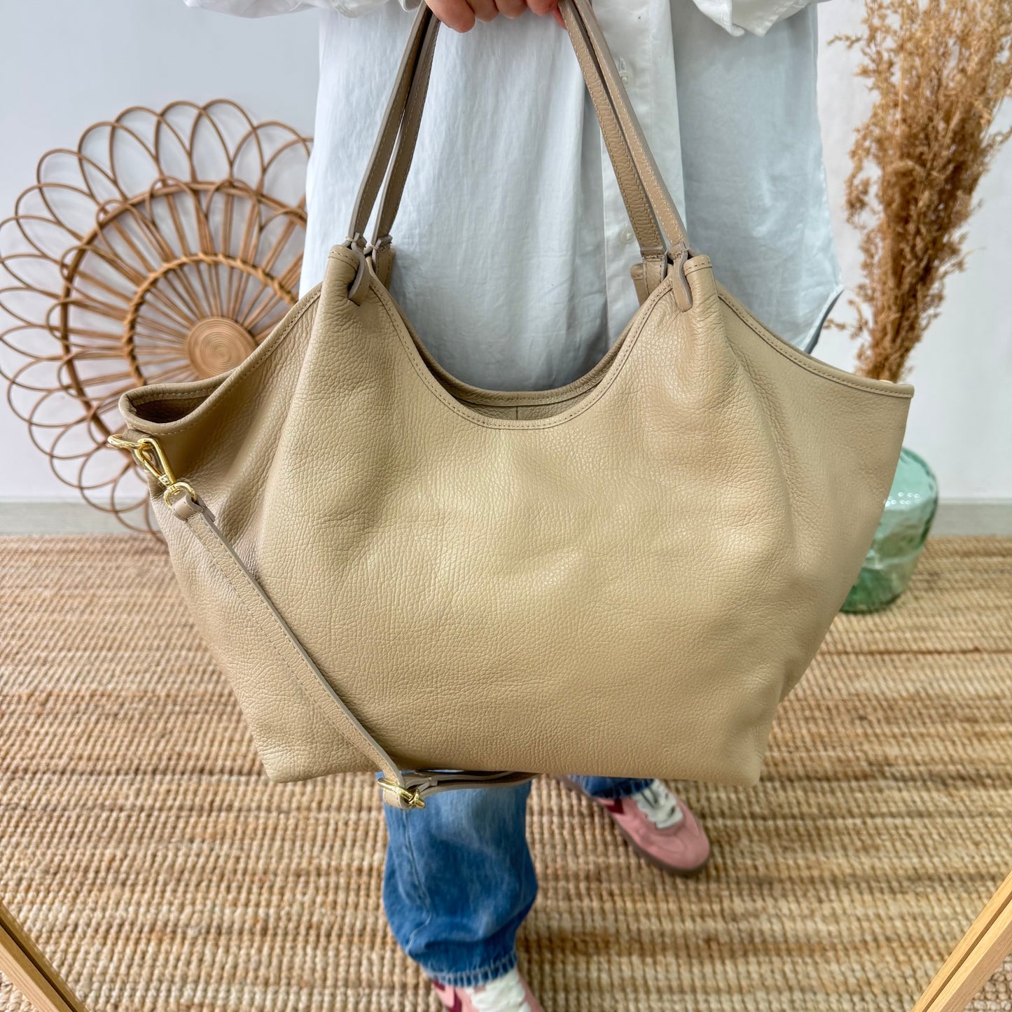 Bolso saca taupe piel