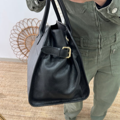 Shopper hebillas piel negro