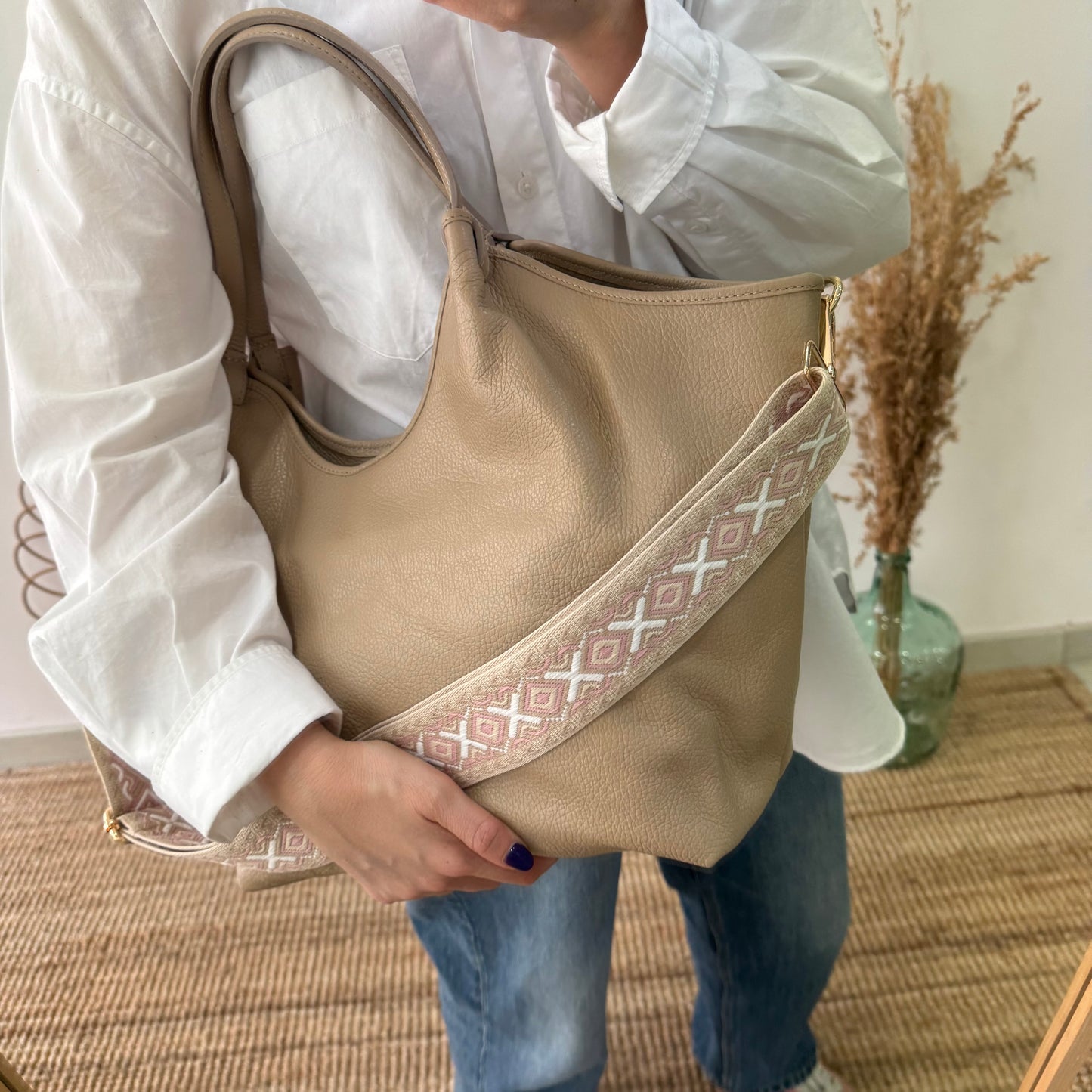 Bolso saca taupe piel