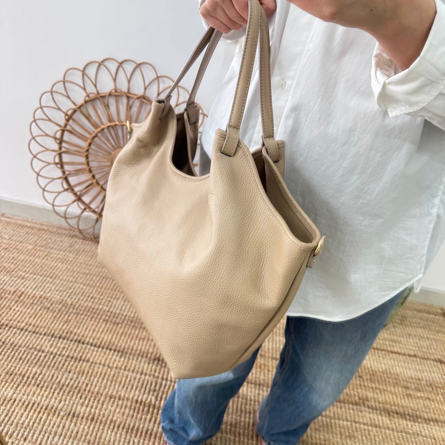 Bolso saca taupe piel