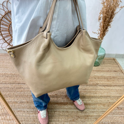 Bolso saca taupe piel