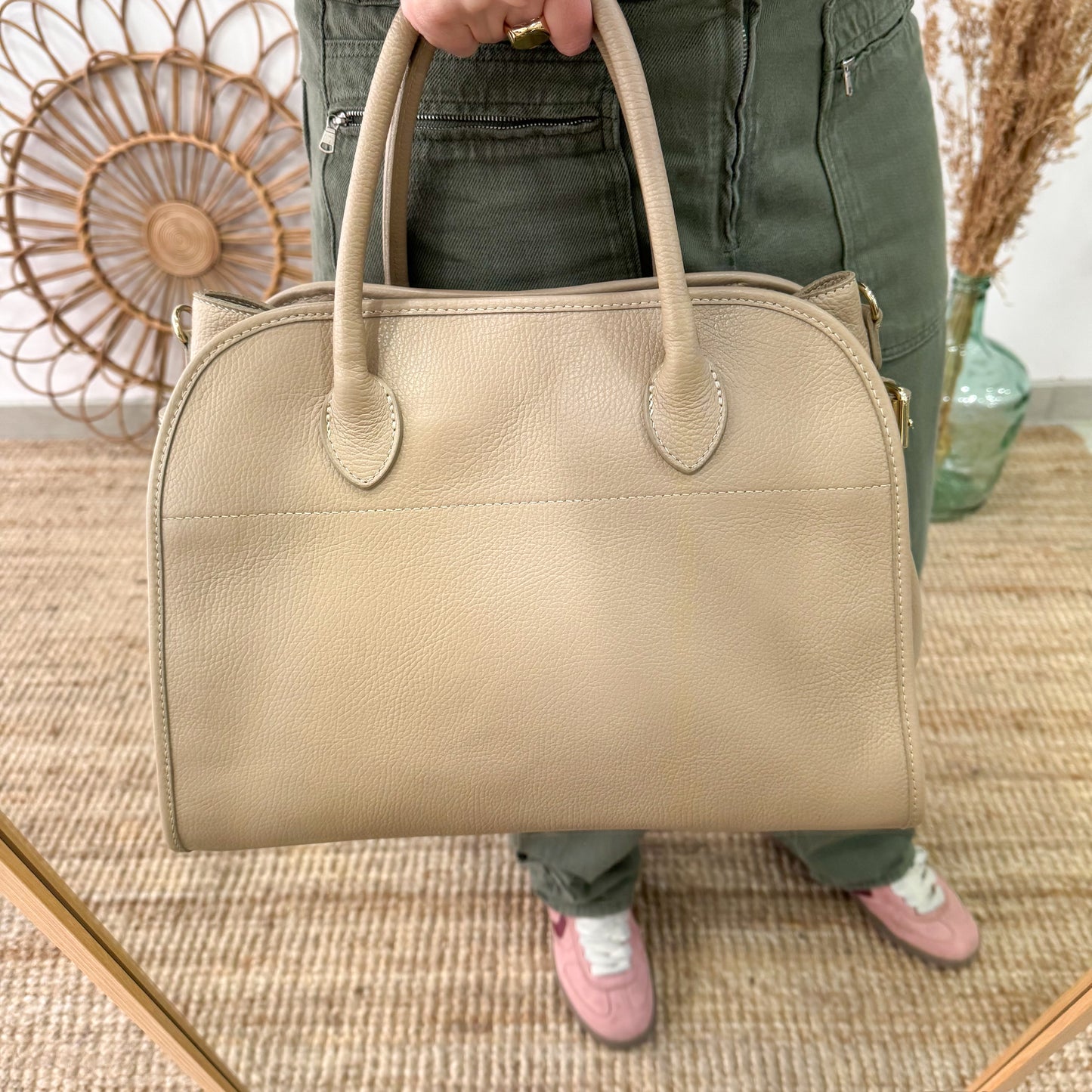 Shopper hebillas piel taupe