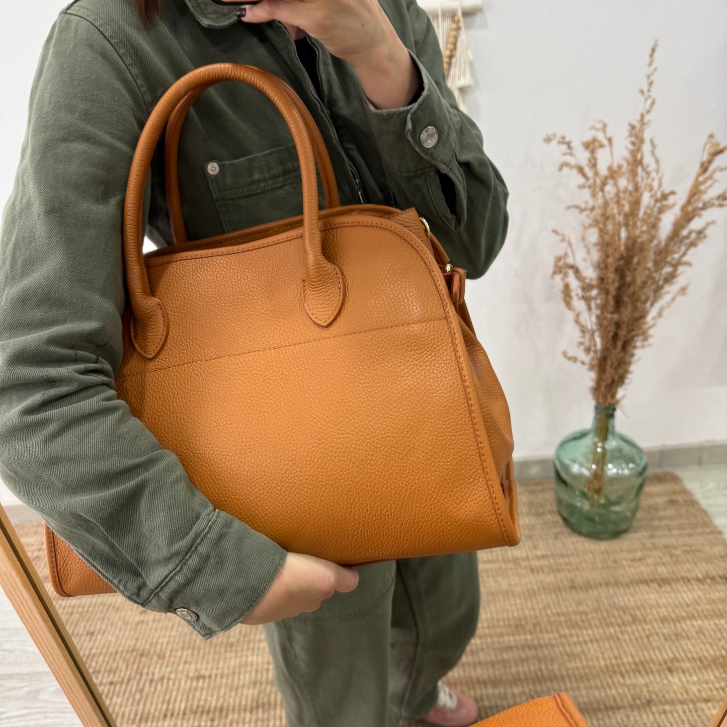 Shopper hebillas piel camel