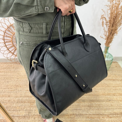 Shopper hebillas piel negro