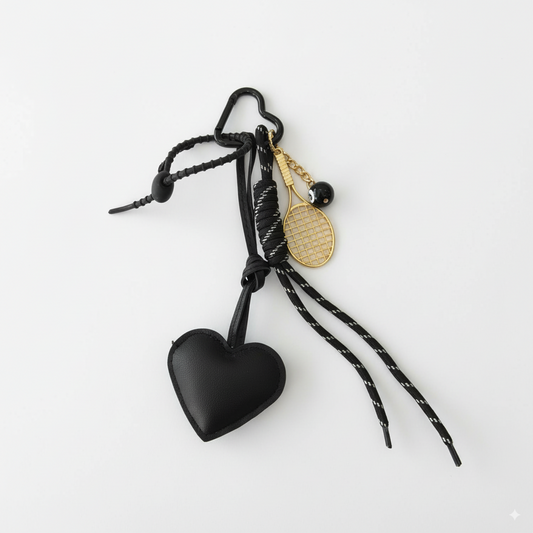 Charm raqueta y corazón negro