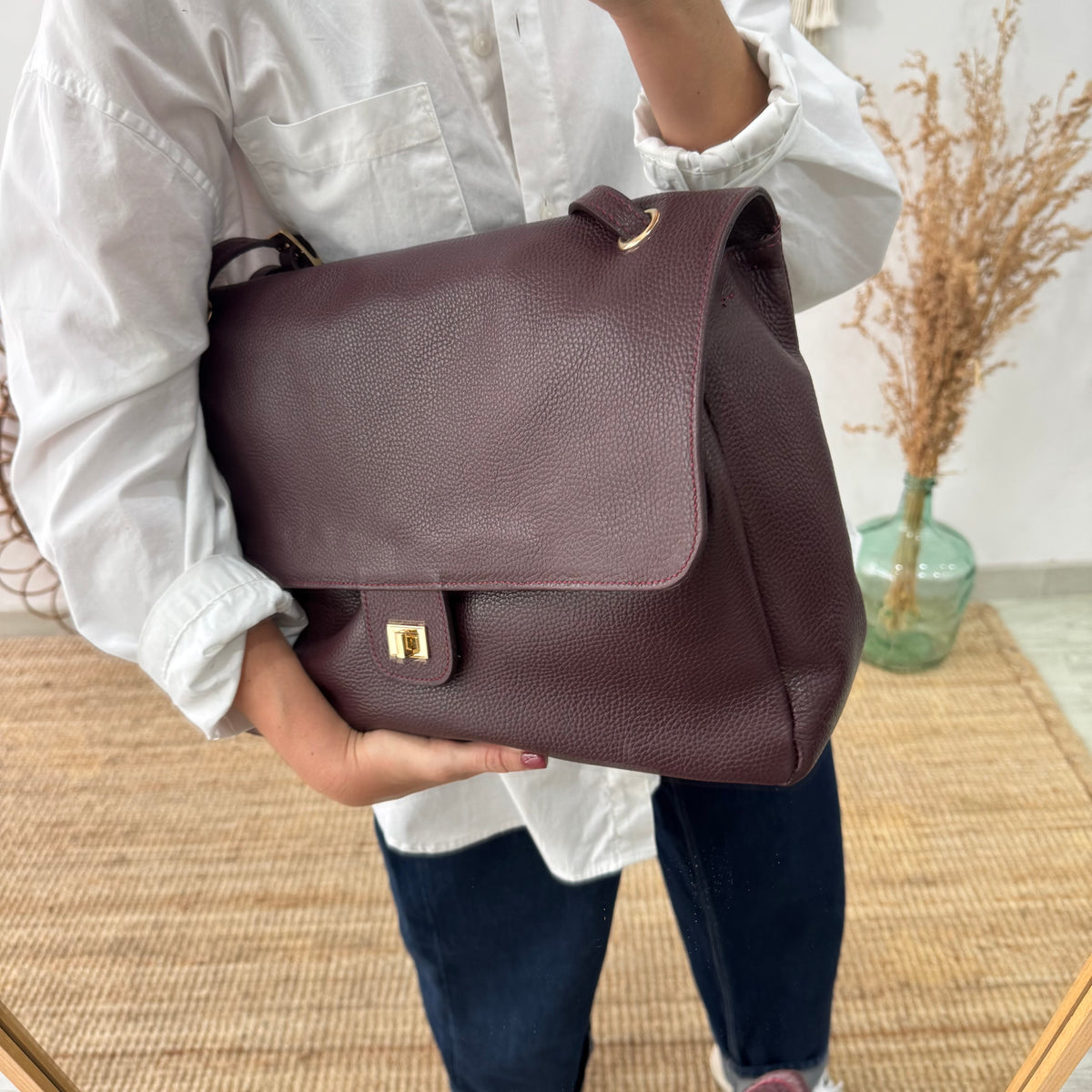 Bolso maxi solapa granate