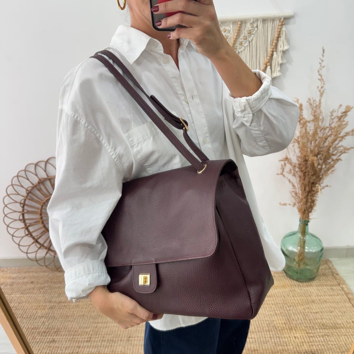 Bolso maxi solapa granate