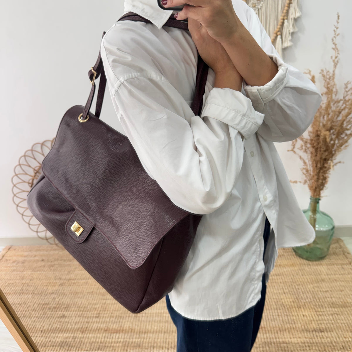 Bolso maxi solapa granate