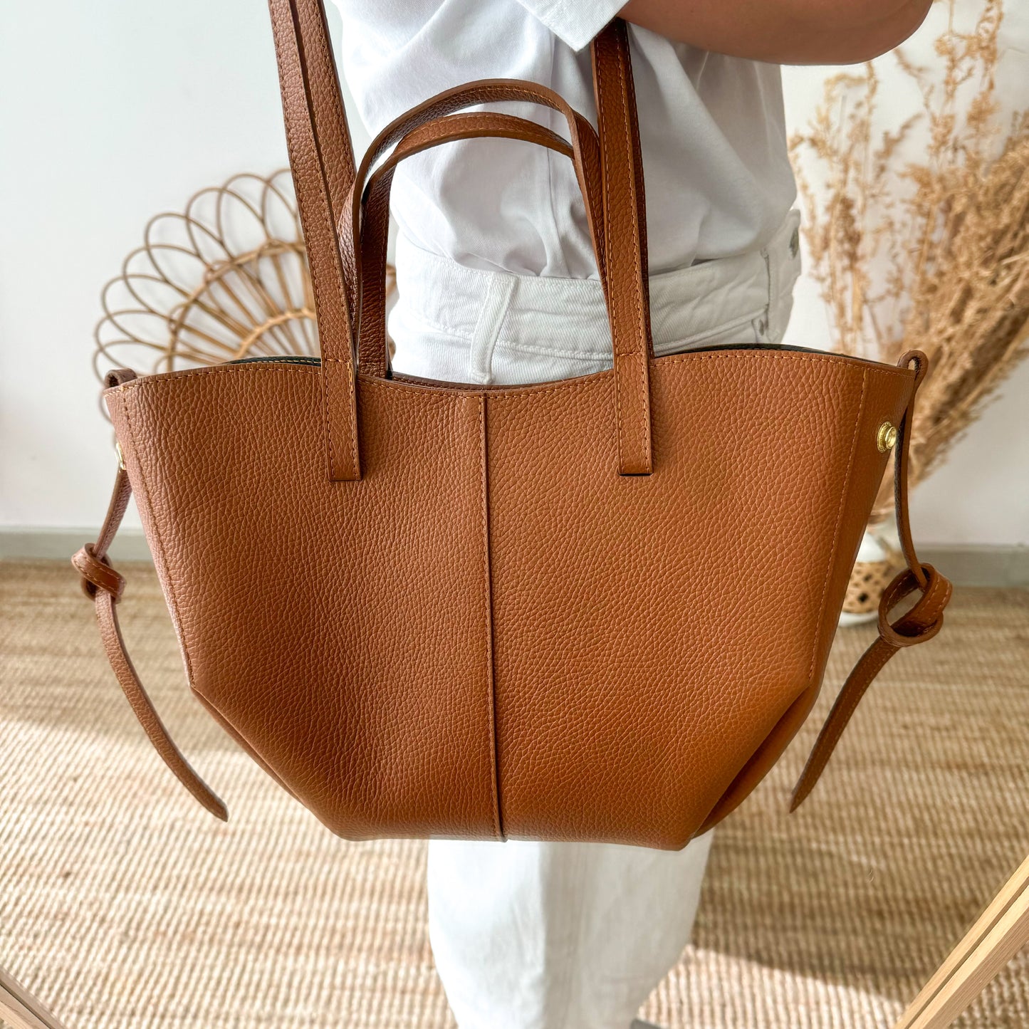 Bolso tote piel camel