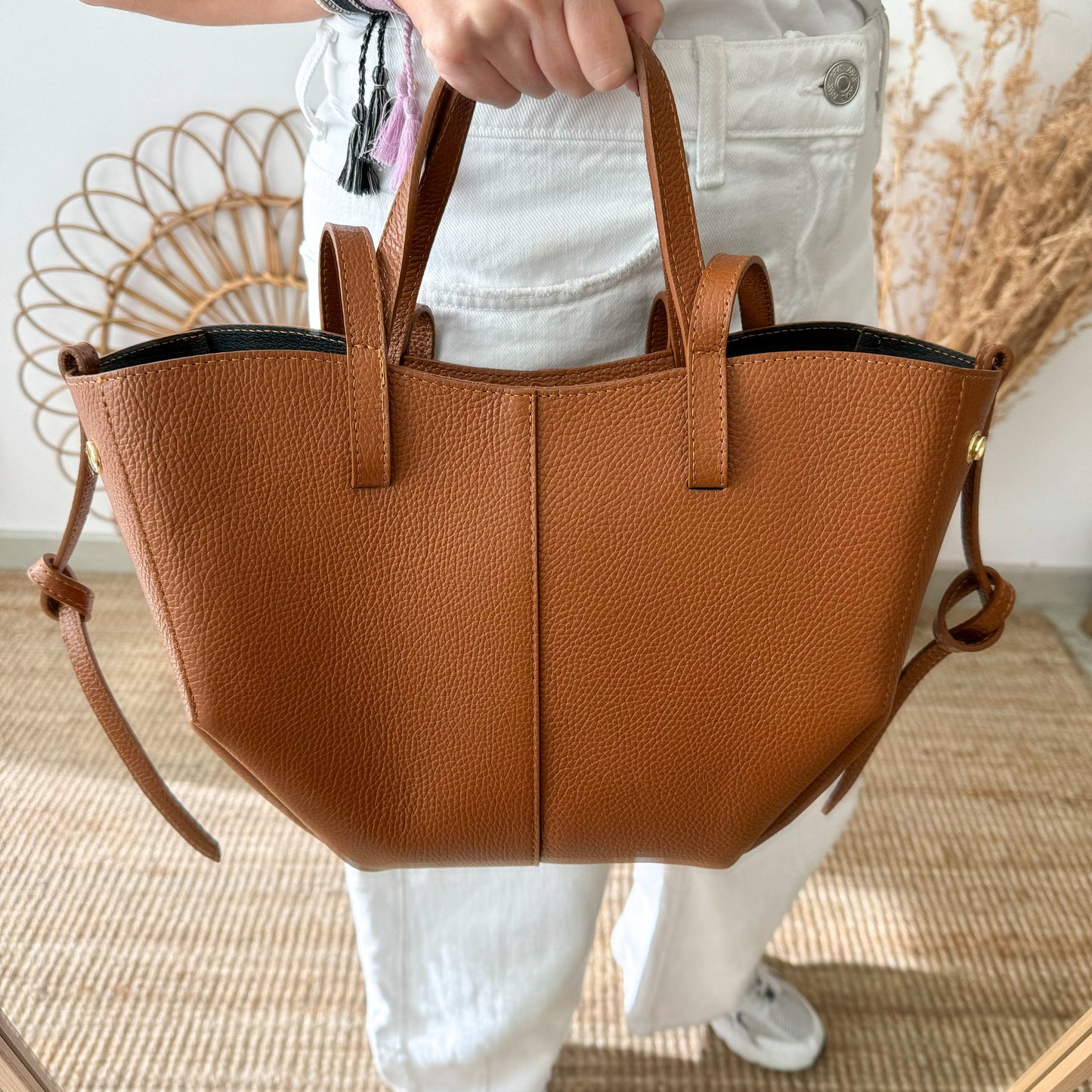 Bolso tote piel camel