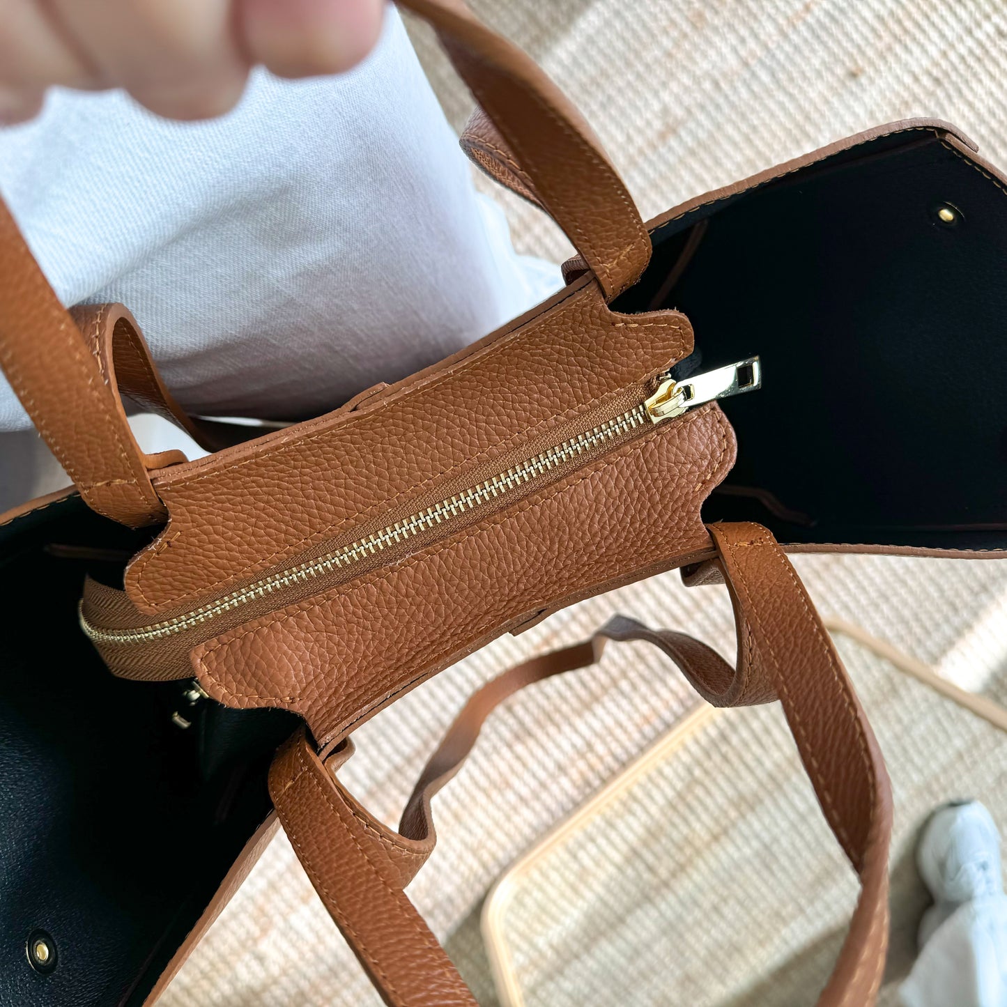 Bolso tote piel camel