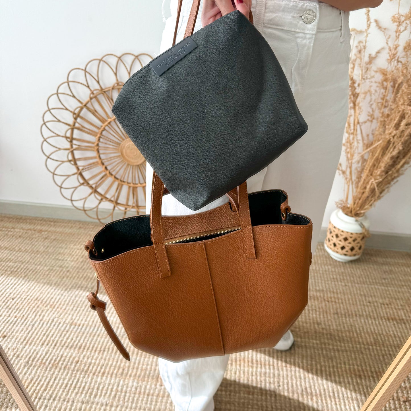 Bolso tote piel camel