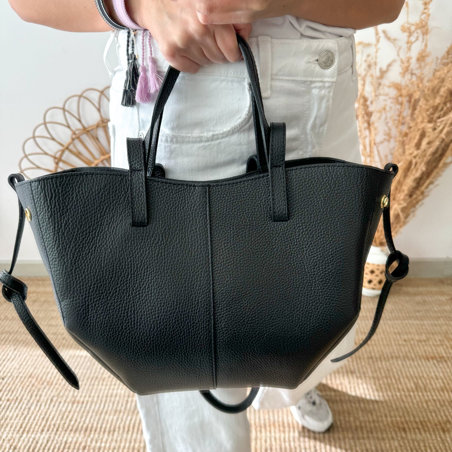 Bolso tote piel negro