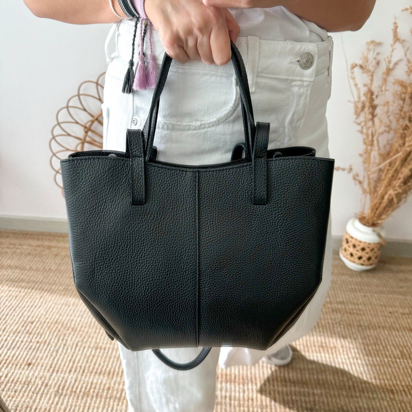 Bolso tote piel negro