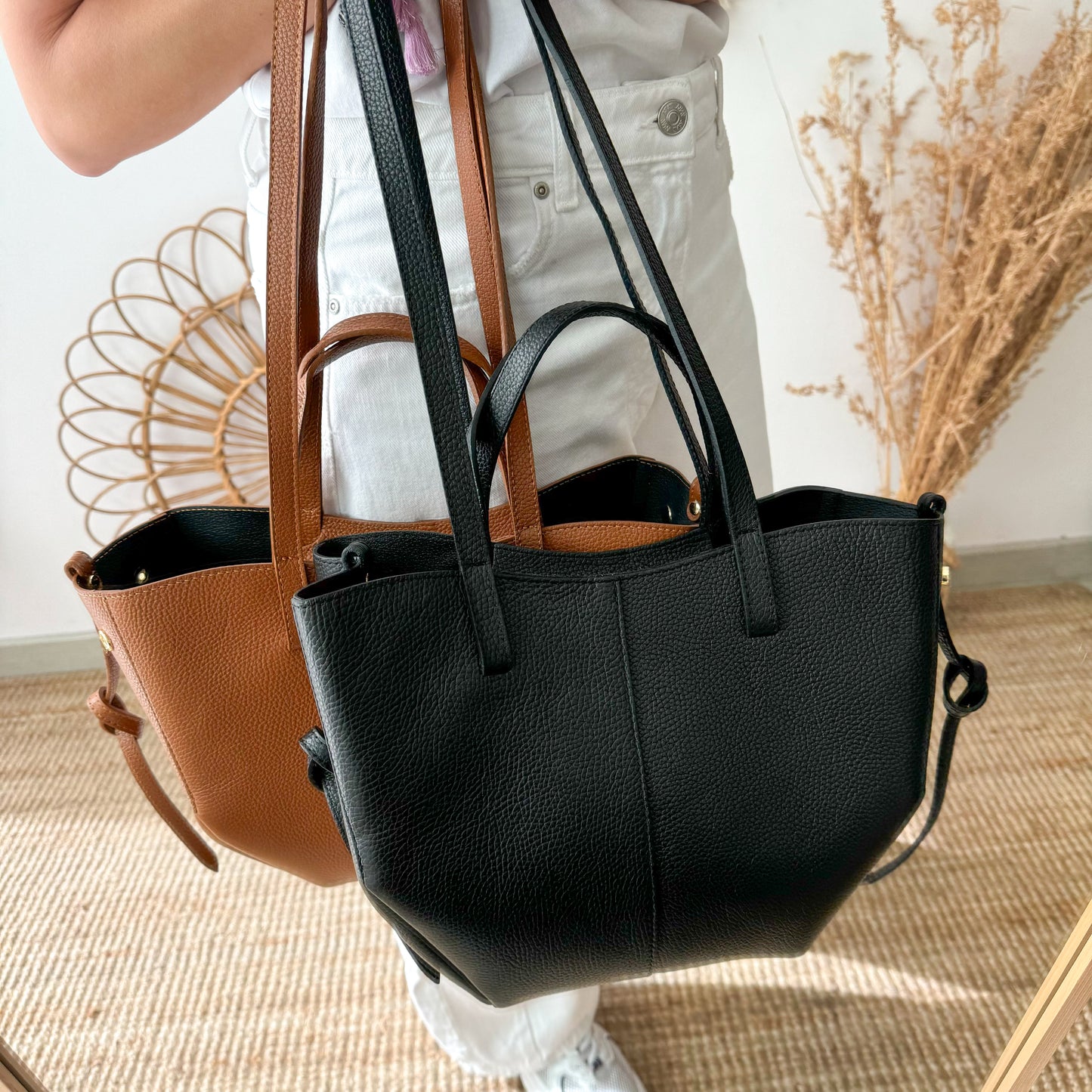 Bolso tote piel camel