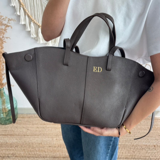 Bolso tote marrón piel