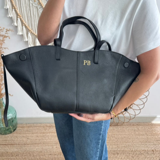Bolso tote negro piel