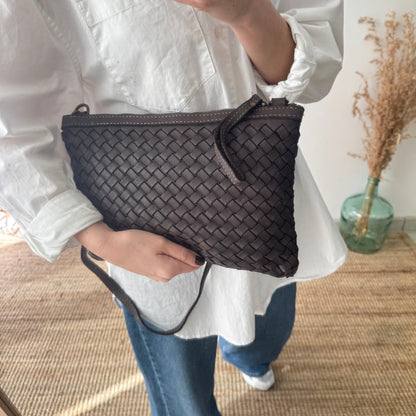 Bandolera piel lavada marrón