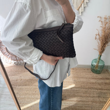 Bandolera piel lavada marrón