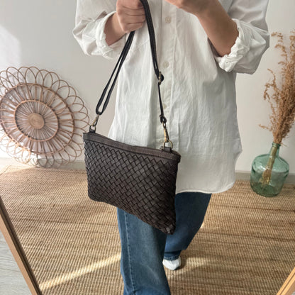 Bandolera piel lavada marrón