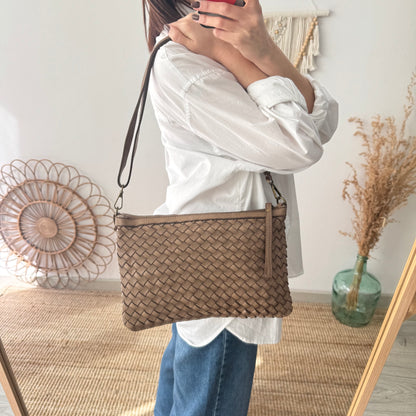 Bandolera piel lavada taupe