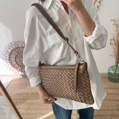 Bandolera piel lavada taupe