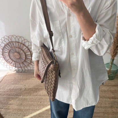 Bandolera piel lavada taupe