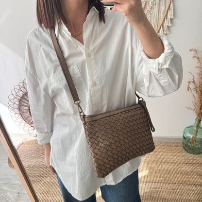 Bandolera piel lavada taupe