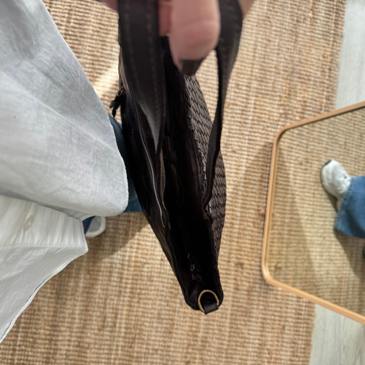 Bolso trapecio piel lavada marrón