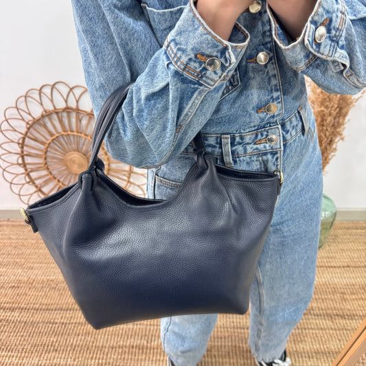 Bolso saca mediana marino piel