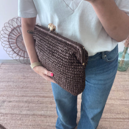 Bolso boquilla trenzado marrón chocolate