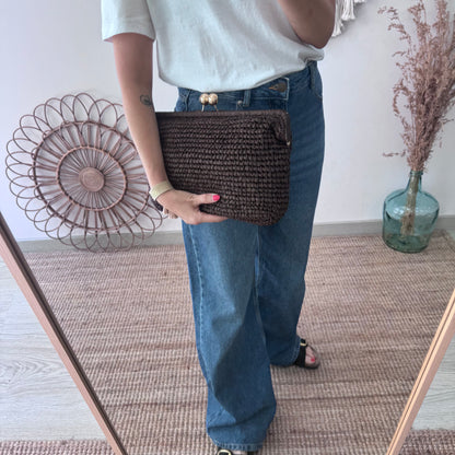 Bolso boquilla trenzado marrón chocolate