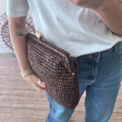 Bolso boquilla trenzado marrón chocolate