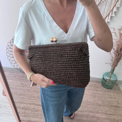 Bolso boquilla trenzado marrón chocolate