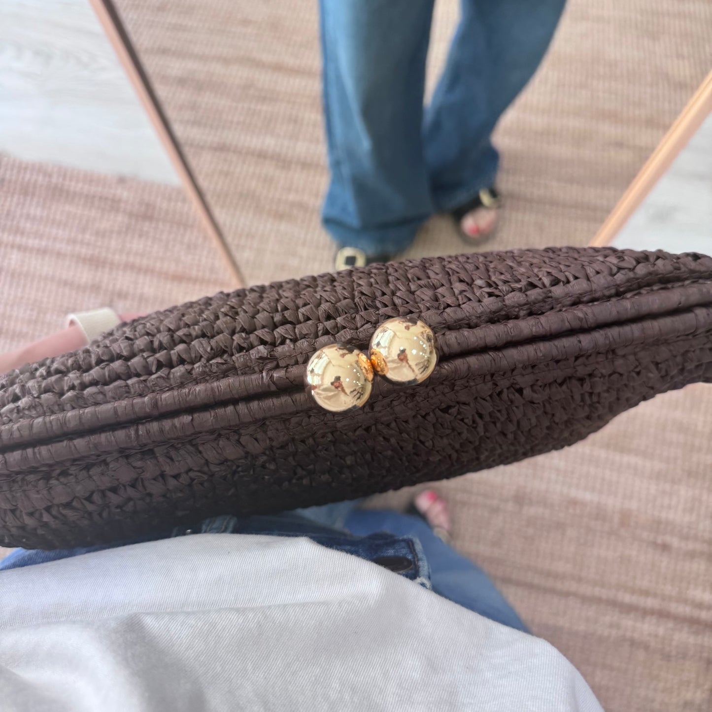 Bolso boquilla trenzado marrón chocolate