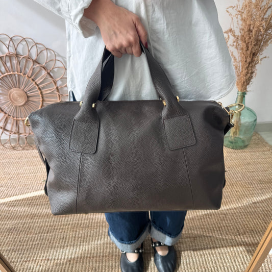 Bolso Bowling de piel marrón