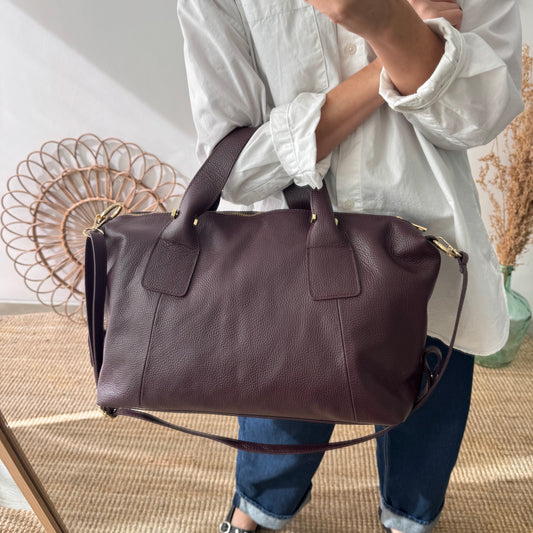Bolso Bowling de piel granate