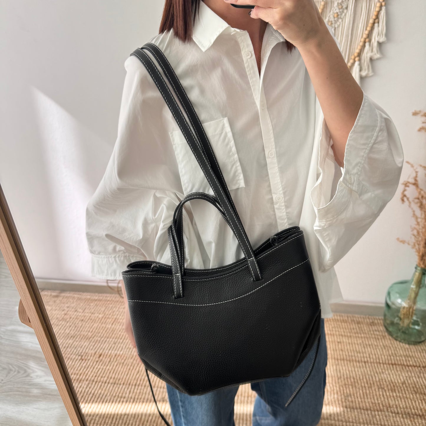 Tote estructurado piel negro