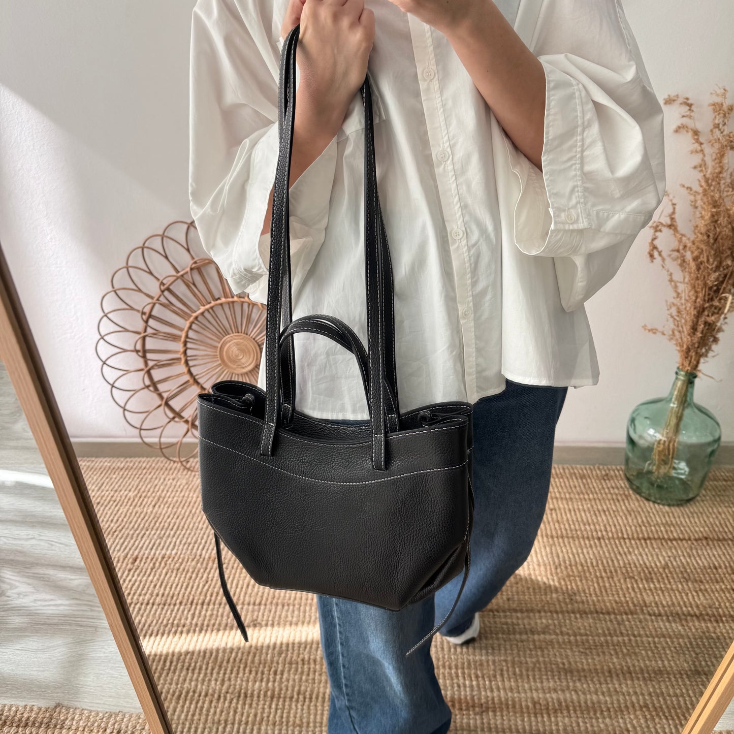 Tote estructurado piel negro